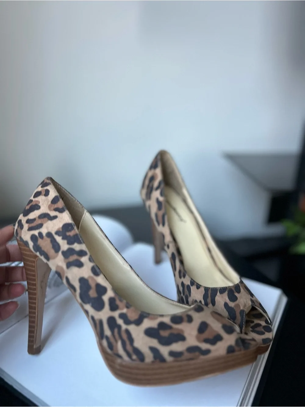 Leopard Print Peep-Toe Pumps - Brown/Black Jazzberyy 9 Leopard Print Platform Hi